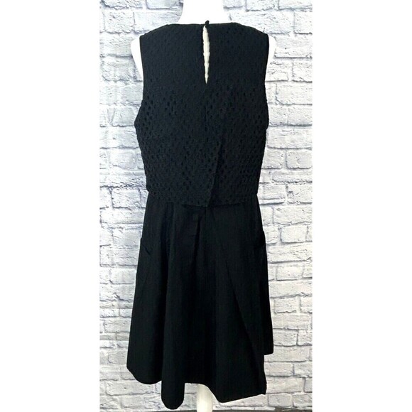 Eliza J Womens Sz 16 Black Eyelet Popover Poplin Dress Sleeveless Knee Length R4 - Picture 3 of 12